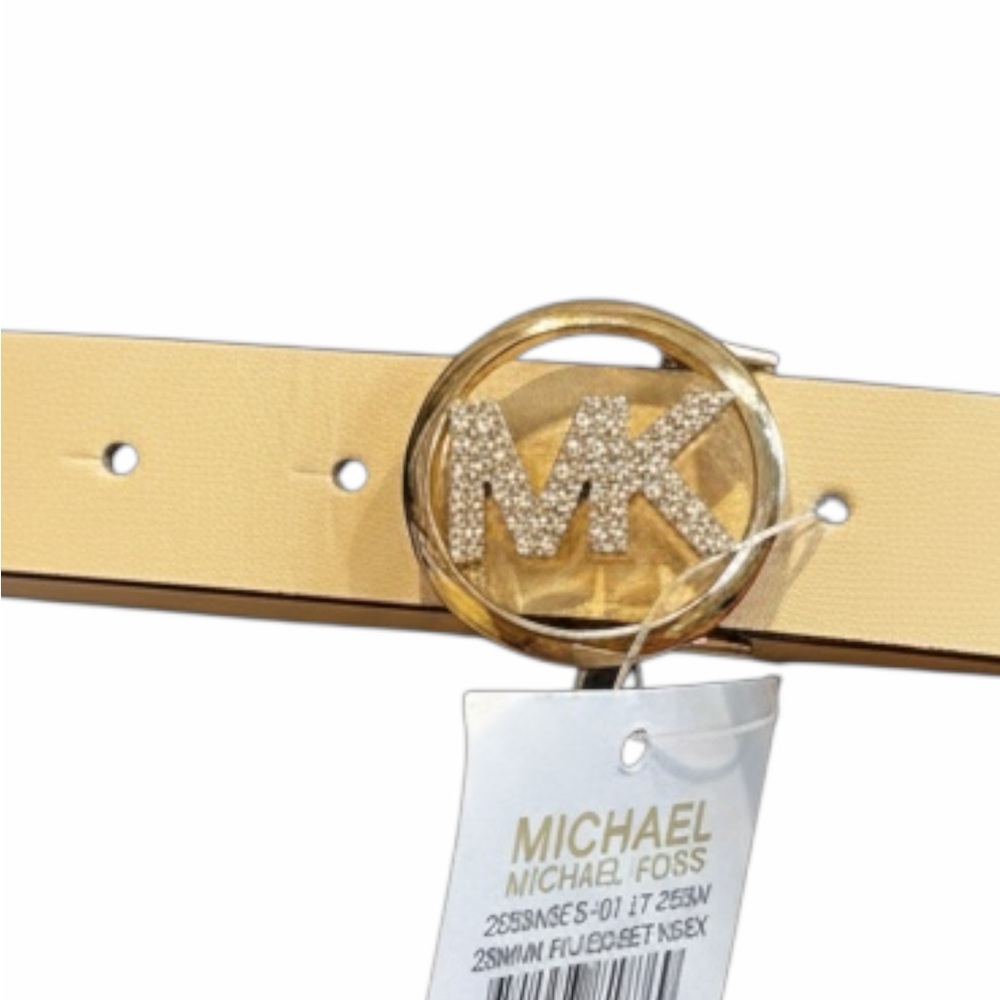 Michael Kors Cream Belt with Gold Logo Buckle - Picture 6 of 6